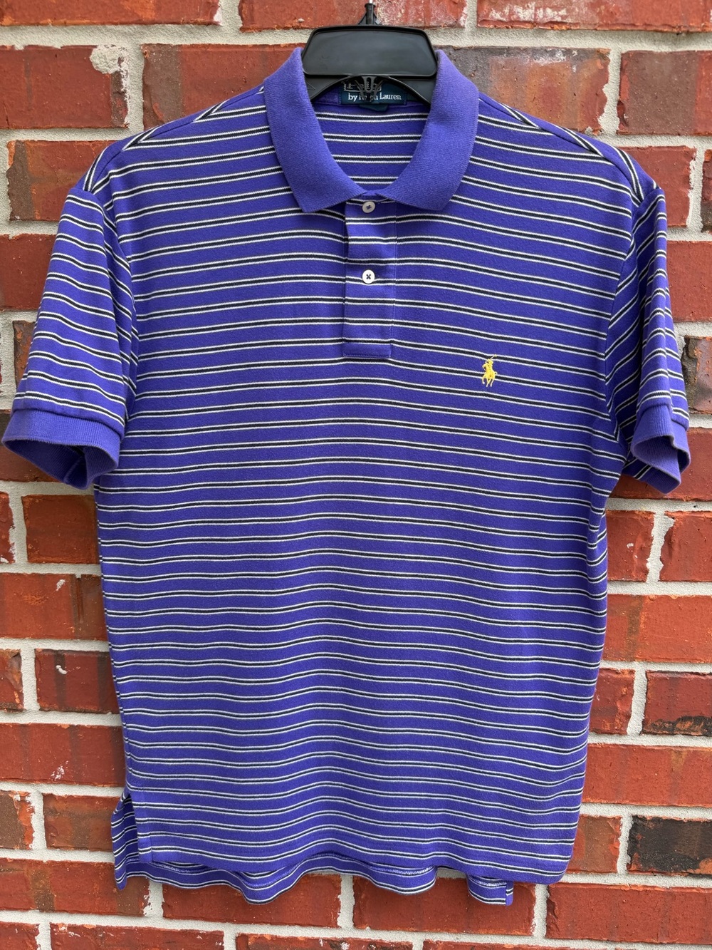 Polo Ralph Lauren Men’s Sz Medium Purple Striped Short Sleeve Polo Shirt P1